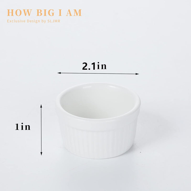 6-Piece Porcelain Ramekins Set for Baking - 3 oz White