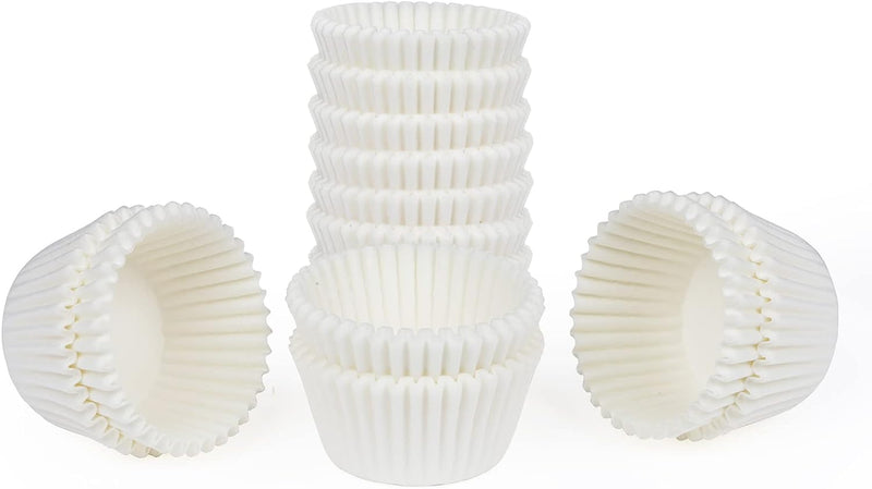 500 Mini Cupcake Liners - White Greaseproof Wrappers for Baking