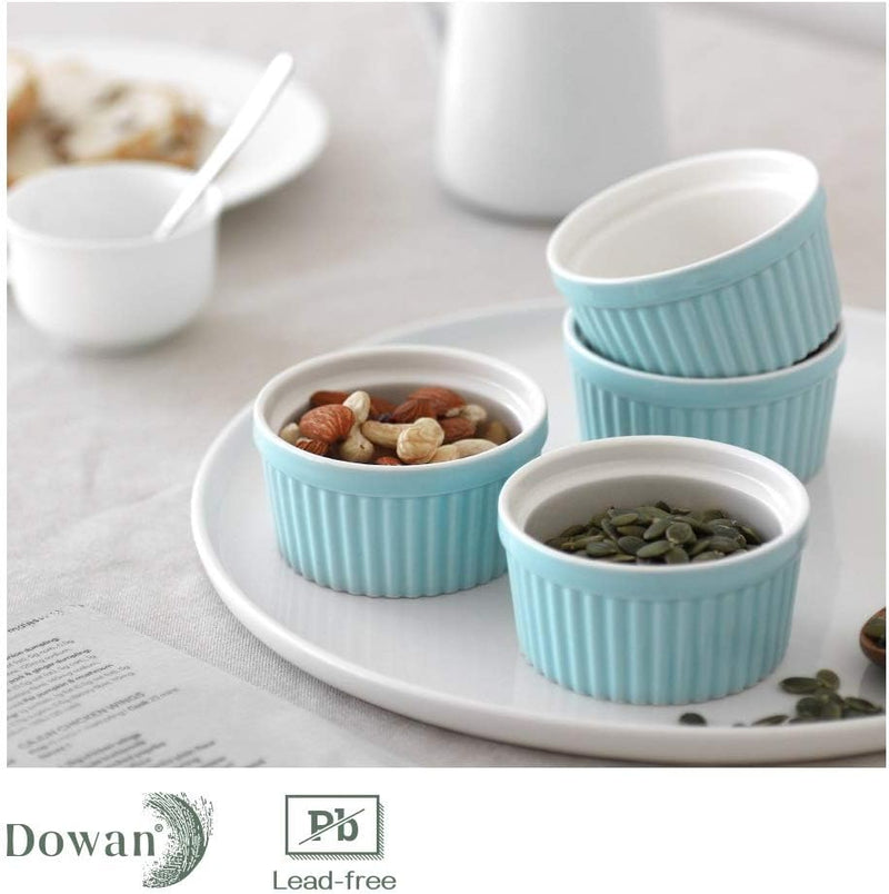 DOWAN Porcelain Ramekin Set - 4oz Baking 6 White