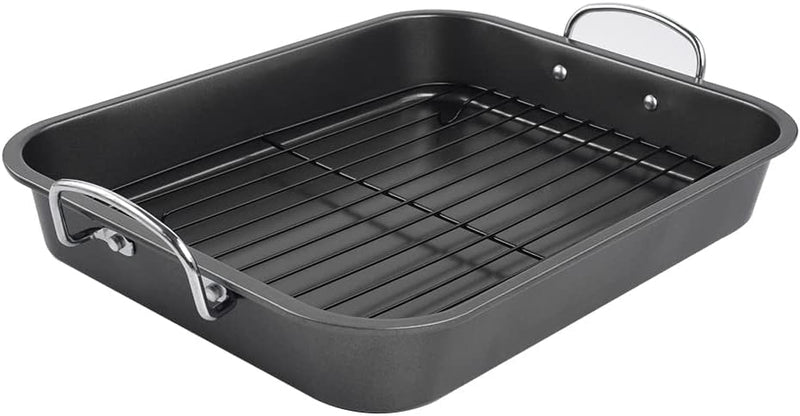 Nonstick Roasting Pan with Rack - 15x11 inch - Gray 58 QT by kitCom