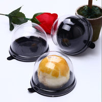 100 Pack 2 Inch Clear plastic mini cake box muffins cookies dome wedding birthday gift (black)