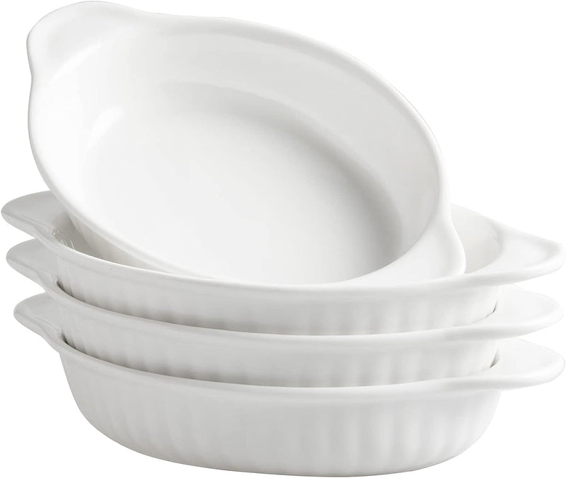 Ceramic Oval Gratin Dishes Oven Safe Set of 4 - 115oz