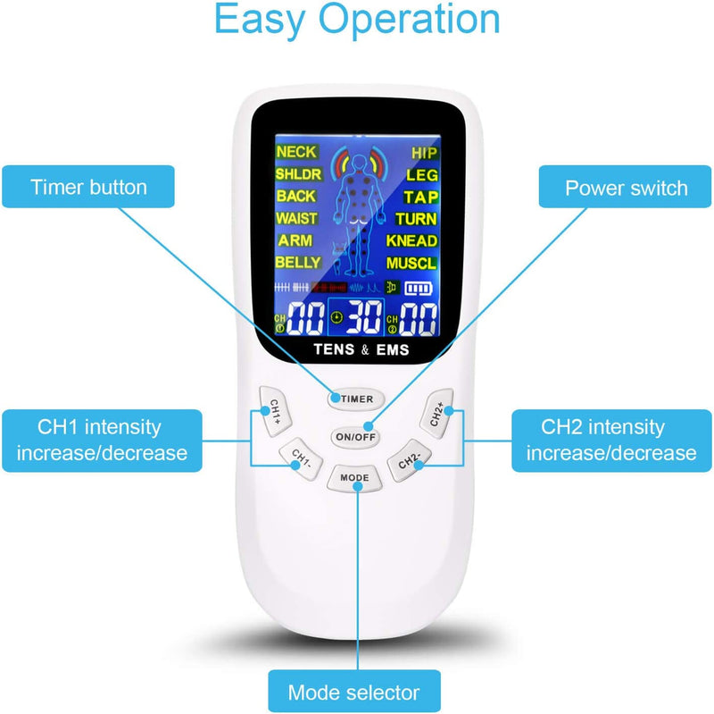 conree TENS Unit Muscle Stimulator for Pain Relief Physical Therapy, Dual Channels Electronic Pulse Massager with 24 Programs for Back, Neck, Sciatica, Shoulder Pain Relief with Travel Hard Case.