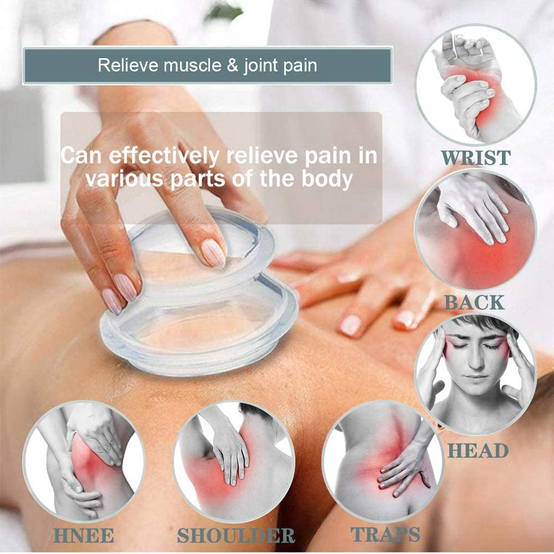 4 Sizes Cupping Therapy Set-Professional Cupping Therapy Studio and Household Silicone Cupping Set, Stronger Suction, Suitable for Myofascial Massage, Muscle, Nerve, Joint Pain