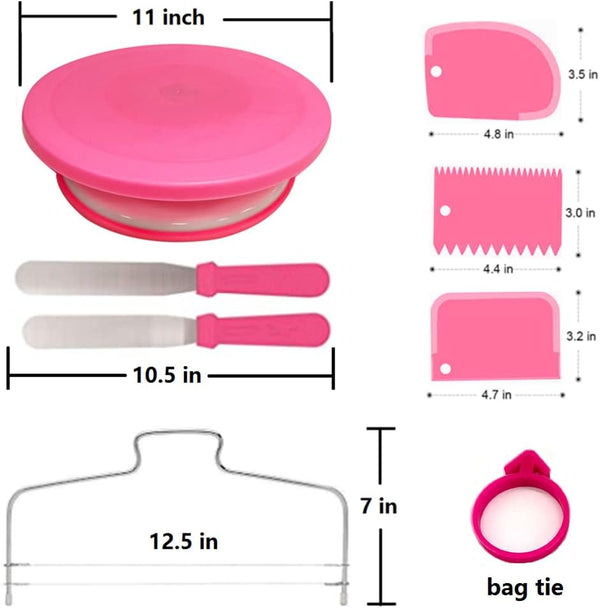 90 Pcs Cake Decorating Kit with Turntable Tips Spatulas Scrapers Couplers  Pastry Bags