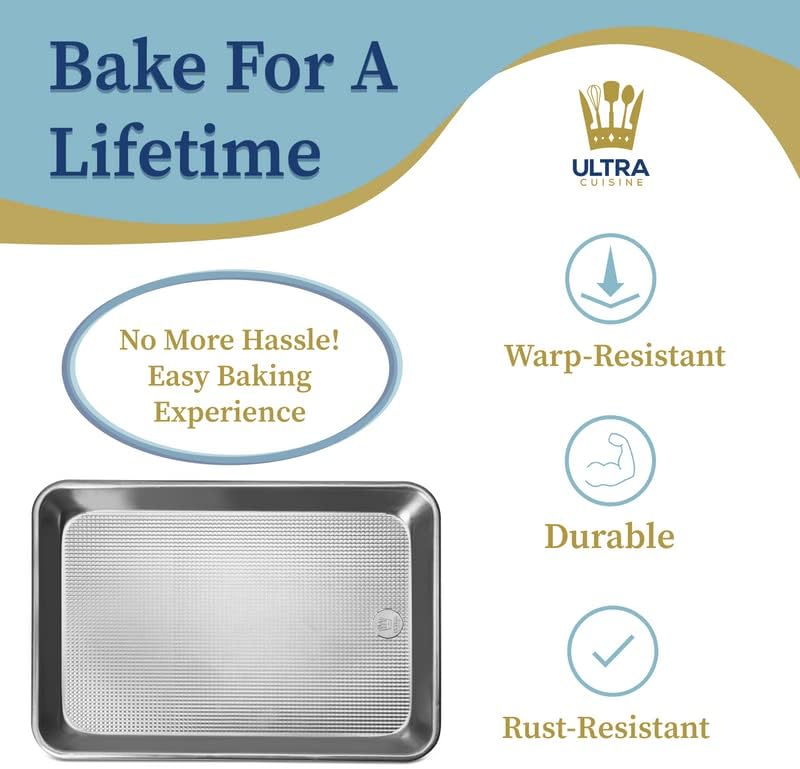 Professional Quarter Sheet Baking Pans - Set of 2 Aluminum Cookie Sheets - Rimmed 9x13-inch for Baking and Roasting