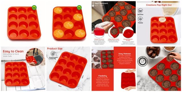 Silicone Muffin Pans - 6 Cup Jumbo Set of 2 Professional Use