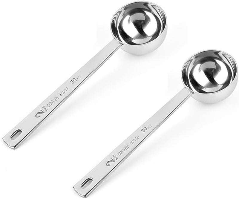 2Pcs Stainless Steel Coffee Scoop, 2 Tablespoon Measuring Spoon, Coffee Scoop, 30Ml Metal Long Handled Spoons, Coffee,Sugar,Powder,Tea Measuring Spoons, Set of 2