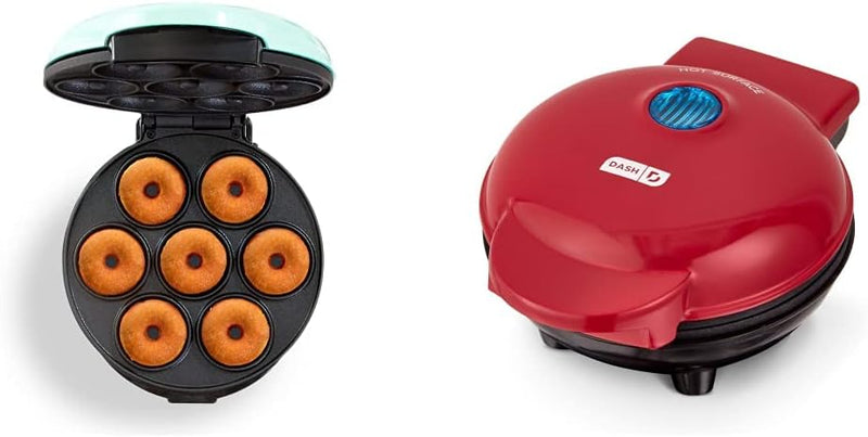 Kid-Friendly Donut  Waffle Maker Combo - Aqua  Red Heart 4 Inch