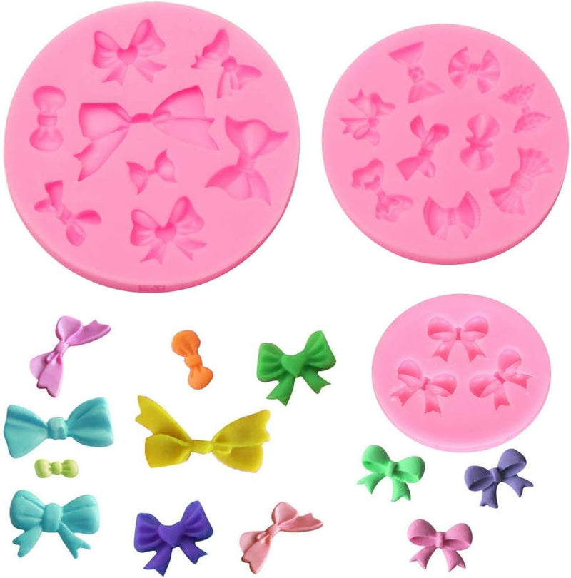 3 Pack Silicone Bow Mould - Cake Decorating Mold for Birthday or Wedding Party