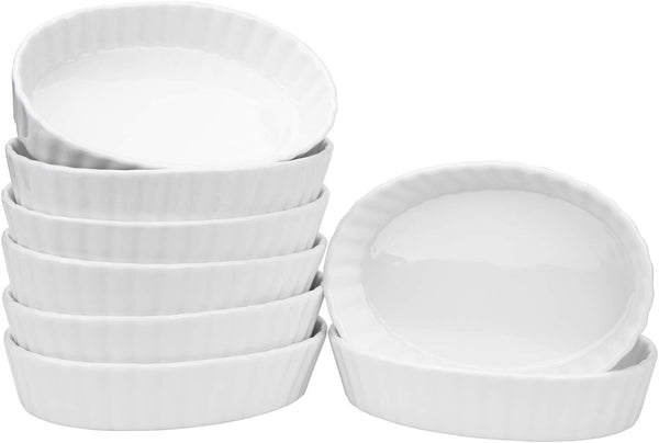 8-Piece Porcelain Ramekin Set - 6 oz Creme Brulee Dishes