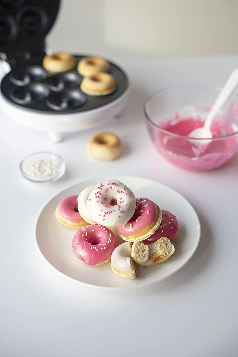 Electric Mini Donut Maker - Non-Stick Makes 7 Small Doughnuts Kid-Friendly Snack