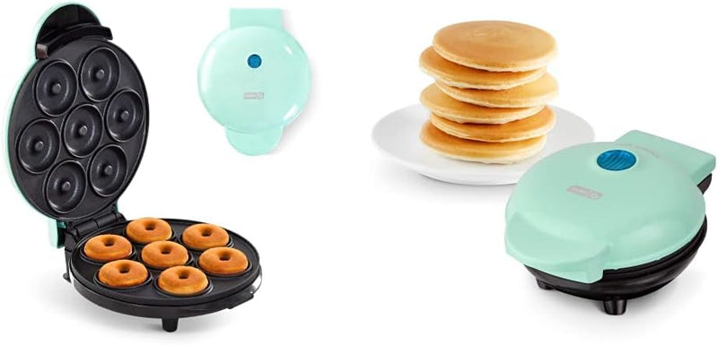 Kid-Friendly Donut  Waffle Maker Combo - Aqua  Red Heart 4 Inch