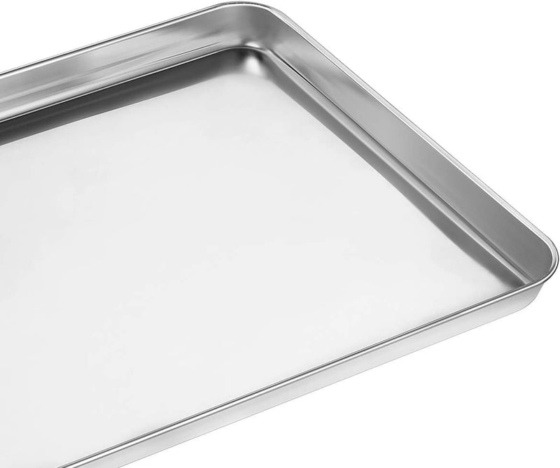 Wildone Baking Sheet Set of 2 - Stainless Steel 16x12x1 inch Non-Toxic Heavy Duty Mirror Finish Rust-Free Easy to Clean