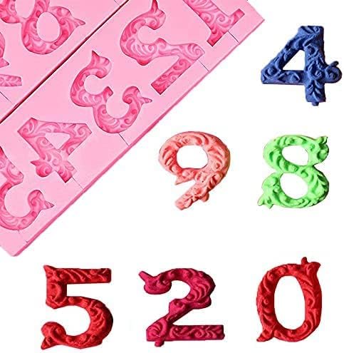 3D Silicone Number Mold with Stick Hole for Cake Decorating - Birthday Baking Fondant Chocolate - OBTANIM