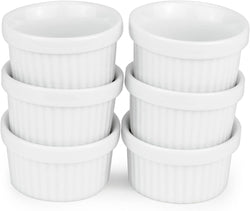 Kchen 1 oz Mini Ramekins - 6 Count Microwave  Oven Safe Porcelain Souffle Dish Dipping Sauce and Dessert Cups