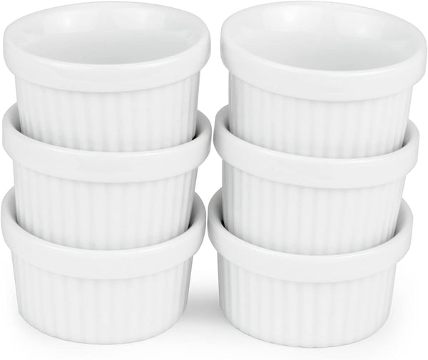 Kchen 1 oz Mini Ramekins - 6 Count Microwave  Oven Safe Porcelain Souffle Dish Dipping Sauce and Dessert Cups