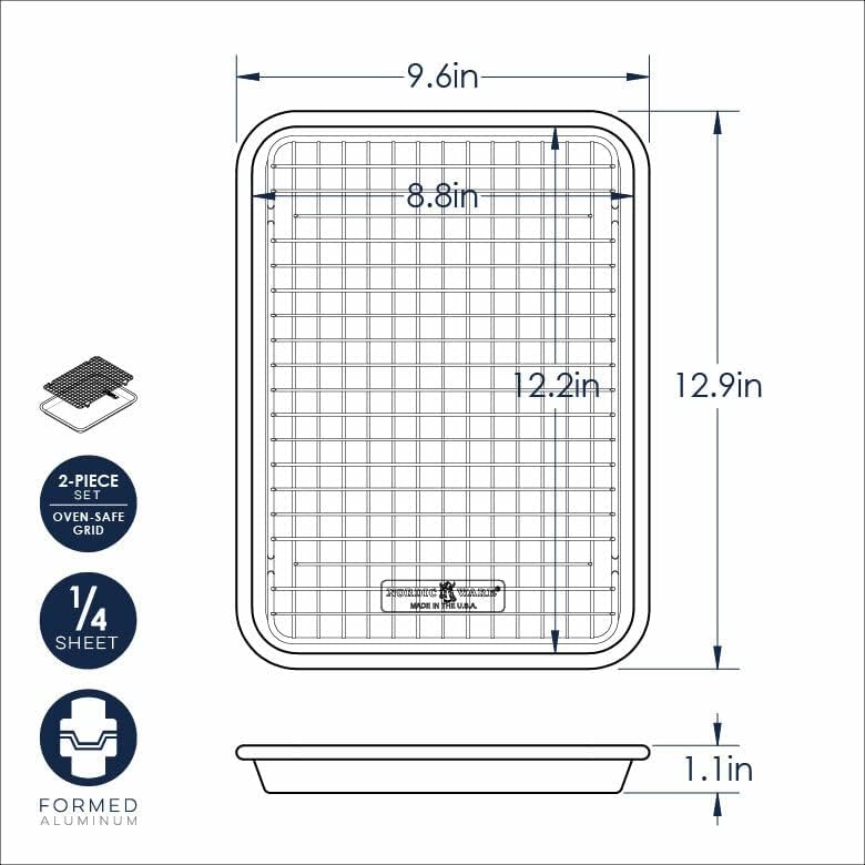 Nordic Ware Naturals Quarter Sheet Pan with Oven-Safe Nonstick Grid