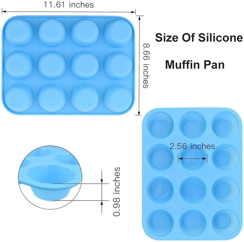 Qtopun 4 Pack Silicone Mini Muffin Pan 24 Cup Baking Mold Multi Color