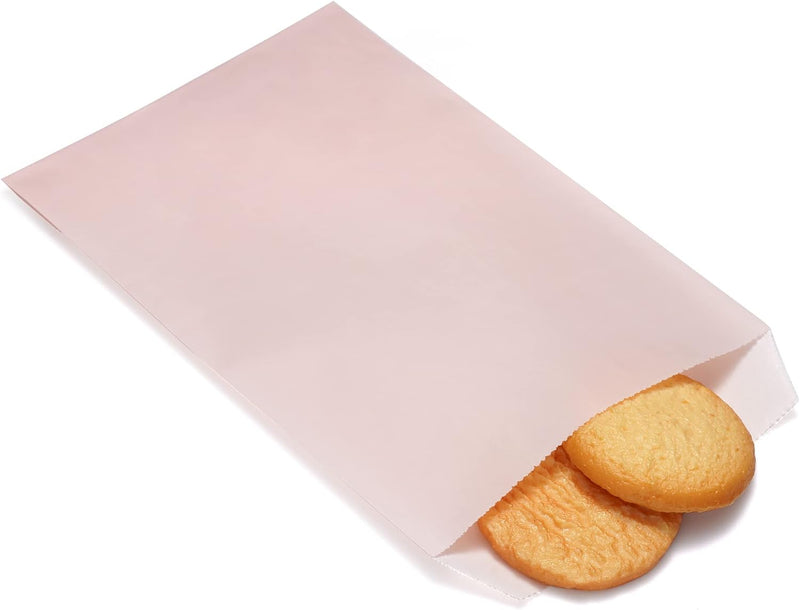 Quotidian Flat Glassine Waxed Paper Treat Bags - 100 Pack 4x6 for Bakery or Party Favors