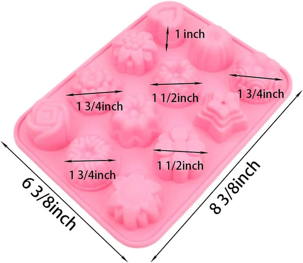 12-Hole Silicone Mold Set for Baking and Desserts - Flower Heart Design