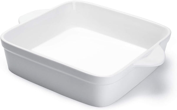Square Porcelain Baking Dish with Double Handles - Non-Stick Pan for Baking and Roasting