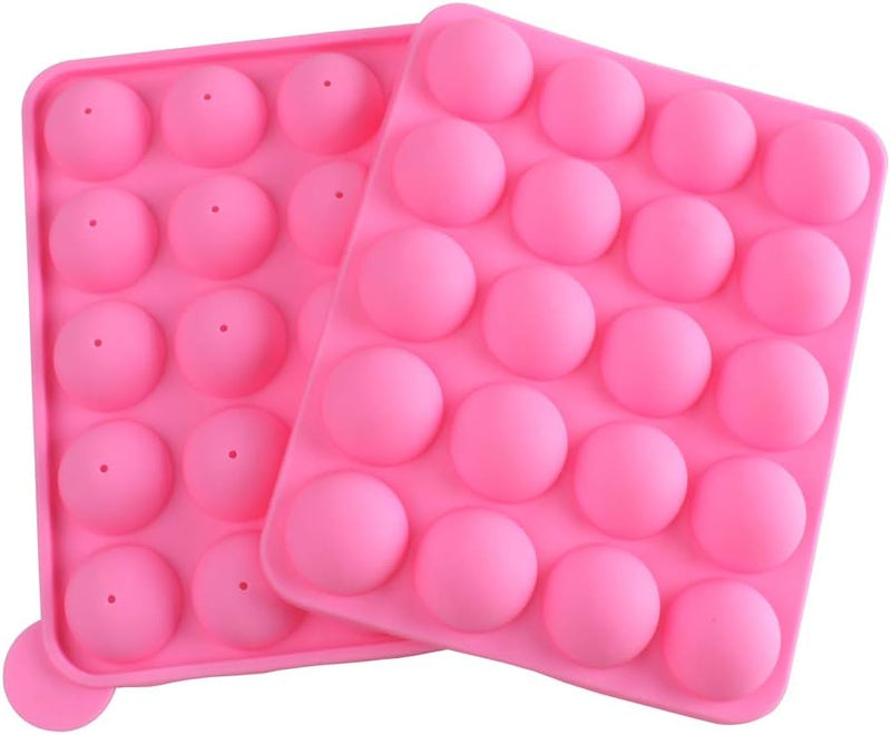 20-Cavity Silicone Cake Pop Mold with Sticks - Pink