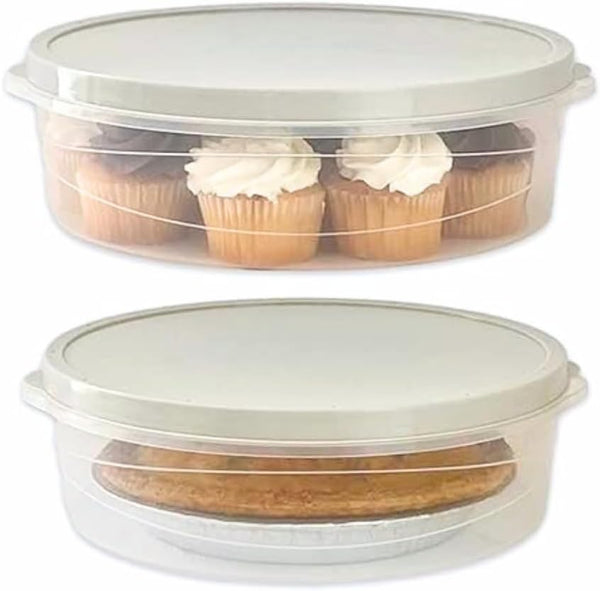 Evelots 2-Piece Pie Keeper Set - Clear Plastic Containers for 10-Inch Cakes Pies and Pastries