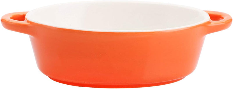 6-Piece Porcelain Ramekin Set - Oval Creme Brulee and Souffle Bowls - 10 oz Oven Safe