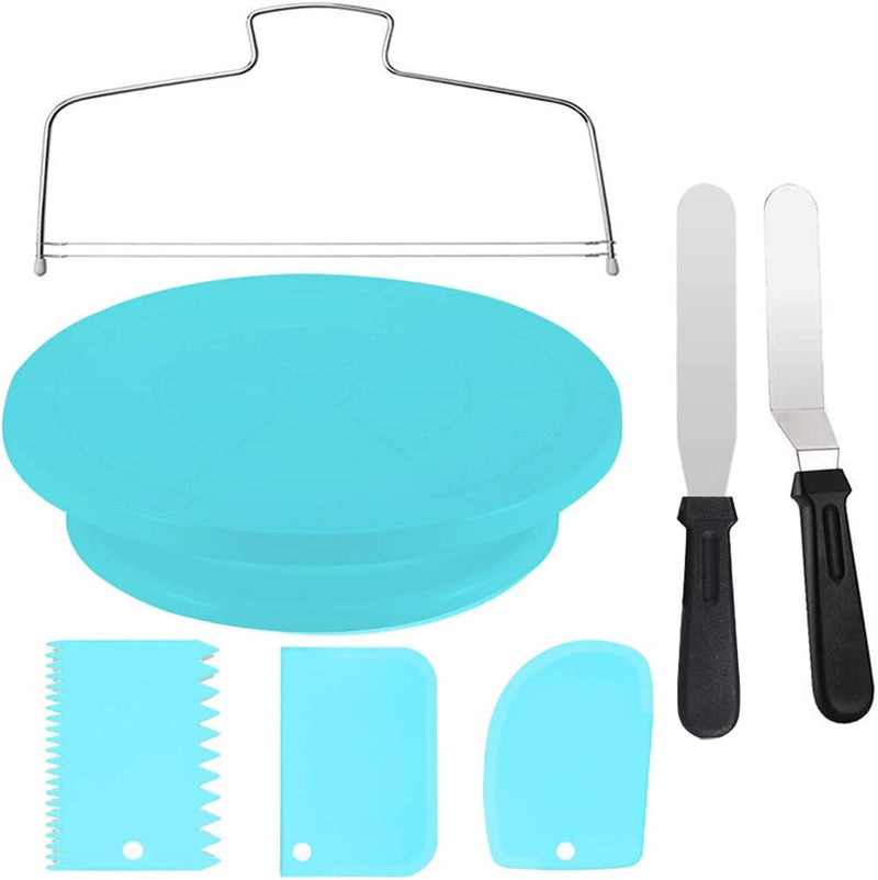 105-Piece Cake Decorating Kit - Aluminium Rotating Turntable Decorating Comb Icing Smoother 2 Spatulas Sided  Angled