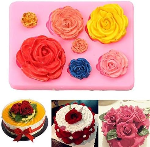 2PCS Rose Flowers Silicone Molds for Cake Decorating and Chocolate Fondant