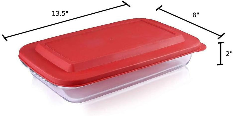 9x13 Glass Baking Dish with Lid - Borosilicate Glass 3 Qt Capacity