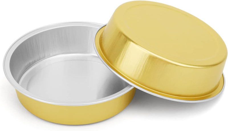 50-Pack Disposable 4 Mini Tart Pans with Lids in Golden Aluminum - Ideal for Baking Pies Tarts Quiches and Cakes