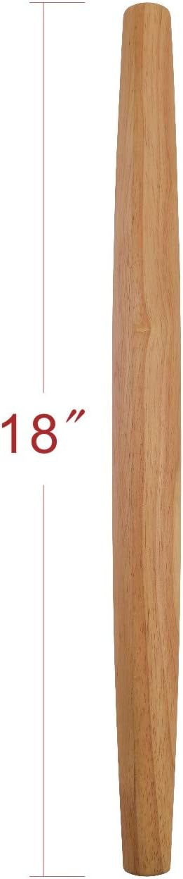 French Rolling Pin 18 Inches - Wooden for Fondant Pie Crust Cookie Pastry Dough - Kitchen Utensil