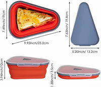 Pizza Storage Container Collapsible, Extendable Pizza Slice Container Box with Pizza Cutter, 5 Microwavable Serving Trays Leftover Storage Container to Organize & Save Space, PS-B