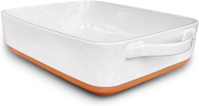 Mora Ceramic Baking Dish - 9x13 in Pan for Casserole Lasagna Gratin Broiling Roasting Baking - White