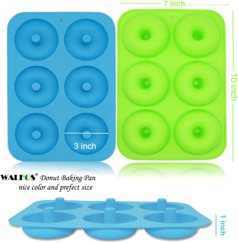 Walfos Silicone Donut Mold Set - Non-Stick Heat Resistant BPA-Free Dishwasher Safe Pack of 2