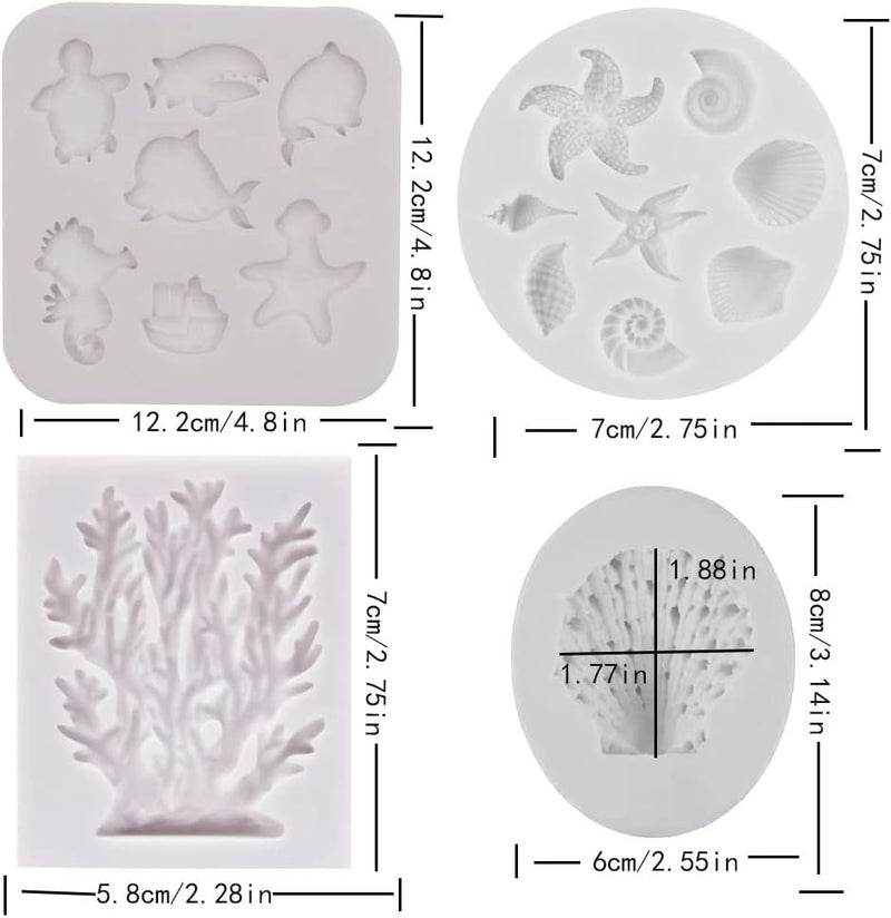 Marine Theme Cake Fondant Silicone Mold - Set of 3