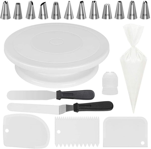 69-piece Cake Decorating Supplies Kit with Turntable Tips Pastry Bags and More