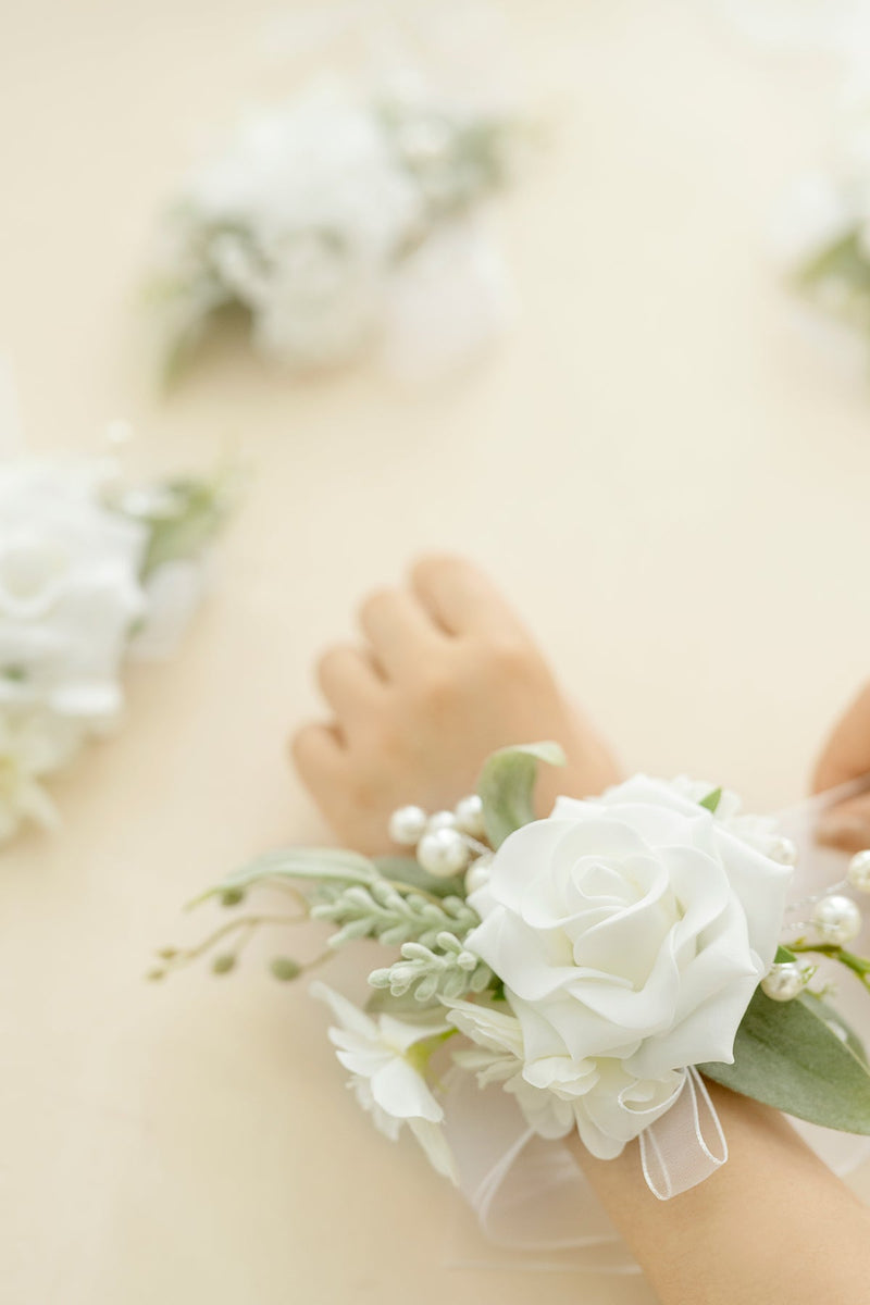 Wrist Corsages - Natural White