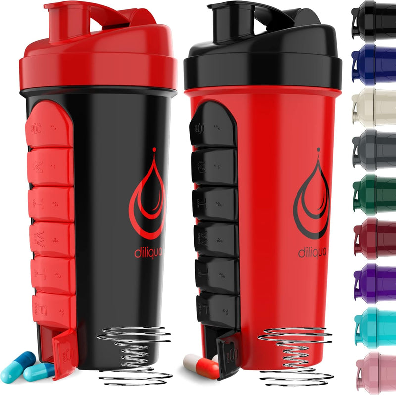 diliqua -10 PACK- small Shaker Bottles for Protein Mixes | BPA-Free & Dishwasher Safe | 5 Large 28 oz & 5 20 oz | Blender Shaker Cups for protein shakes