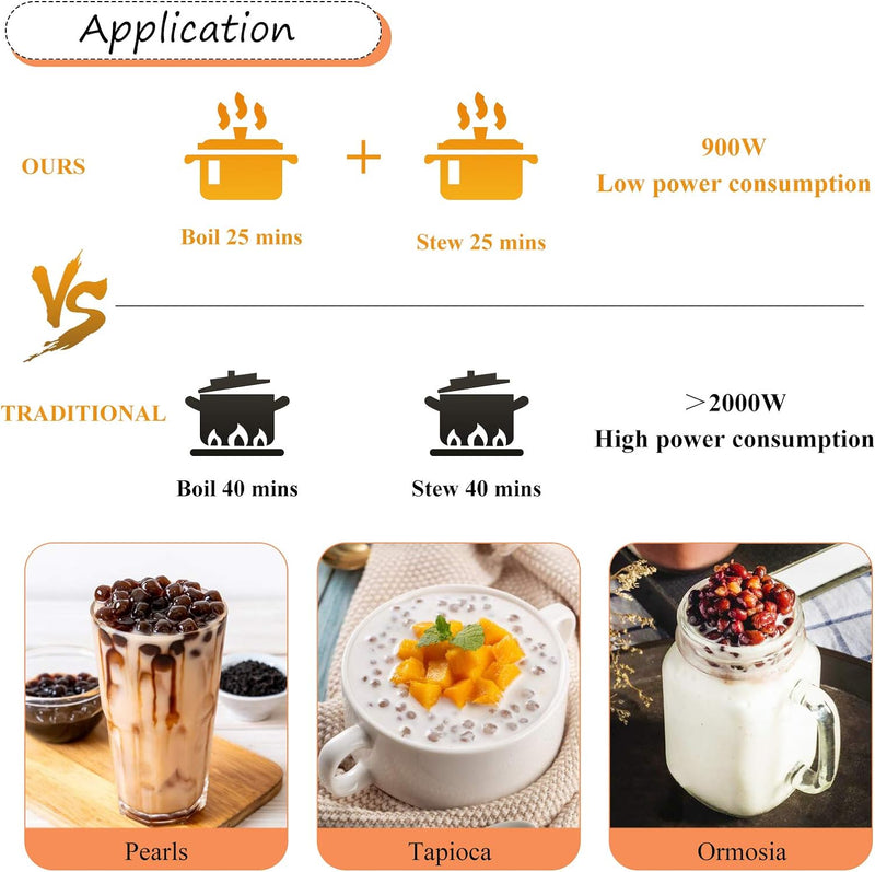 YJINGRUI Commercial Fully Automatic Pearl Pot Pearl Tapioca Cooker Pearl Maker 5L for Boba Tea & Bubble Tea & Milk Tea Touchscreen 110V