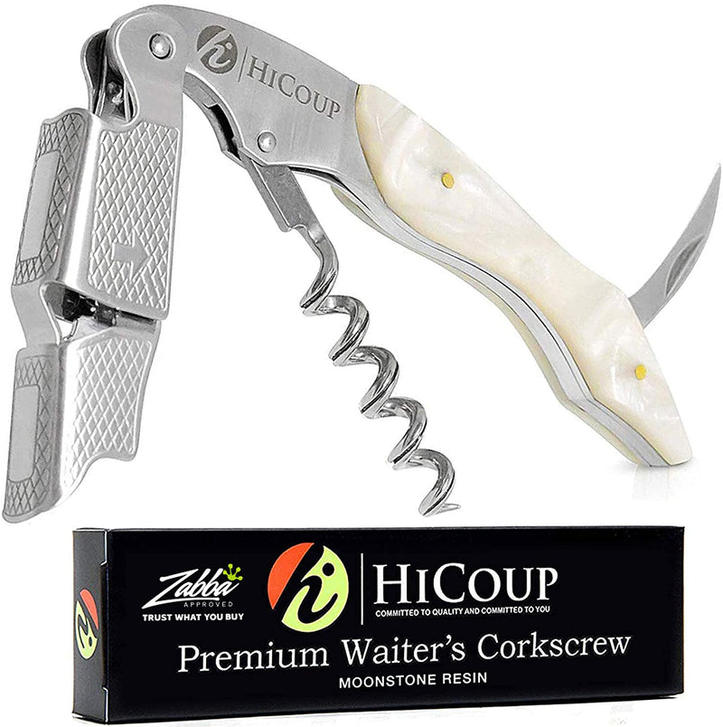 Hicoup Wine Opener - Professional Corkscrews for Wine Bottles w/Foil Cutter and Cap Remover - Manual Wine Key for Servers, Waiters, Bartenders and Home Use - Classic Rosewood