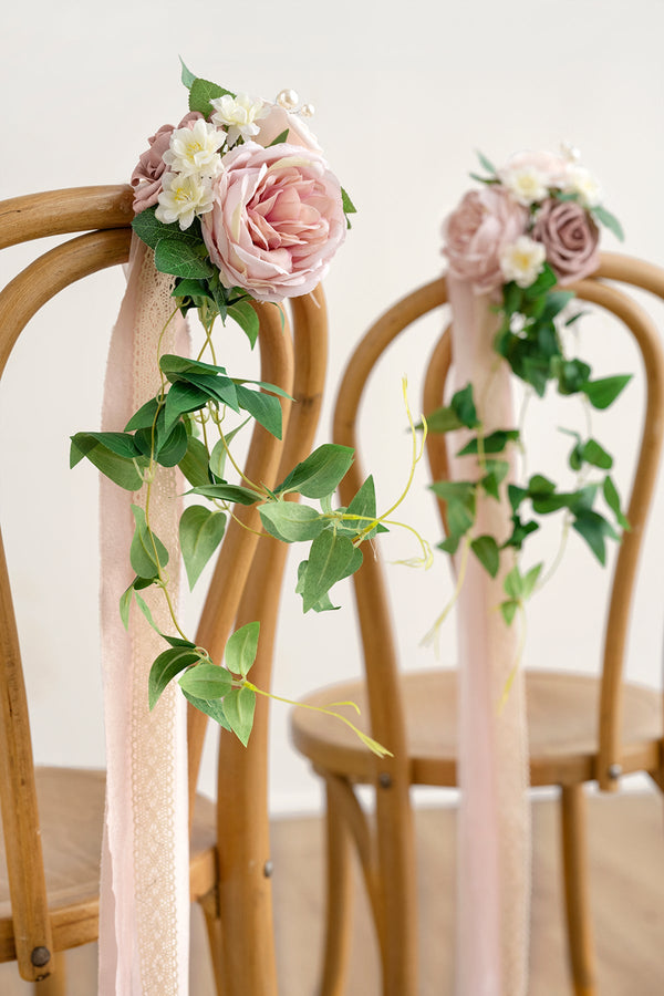 Wedding Aisle Pew Flowers - Dusty Rose  Cream