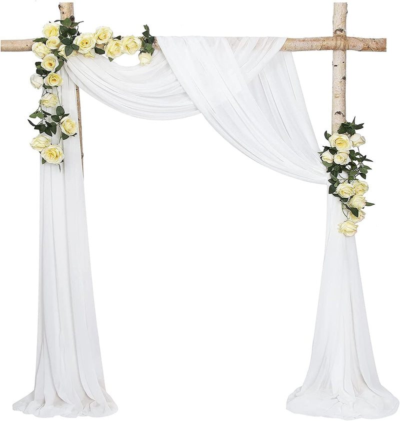 White Sheer Arch Drapes - 2 Panels 6 Yards - for Events Weddings Parties