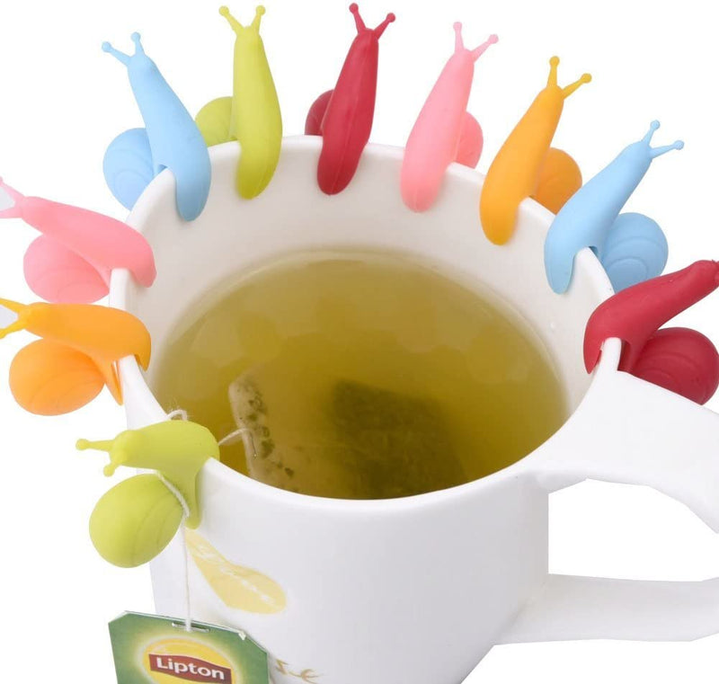 NaSh-Design 10 Pieces Cute Snail Shape Silicone Tea Bag Holder (Candy Colors)