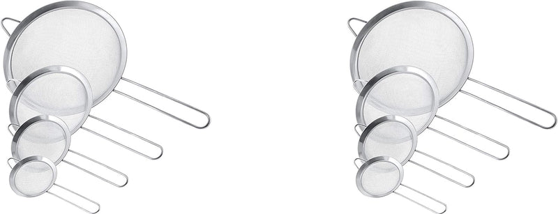 U.S. Kitchen Supply - Set of 4 Premium Quality Fine Mesh Stainless Steel Strainers - 3", 4", 5.5" and 8" Sizes - Sift, Strain, Drain and Rinse Vegetables, Pastas & Tea