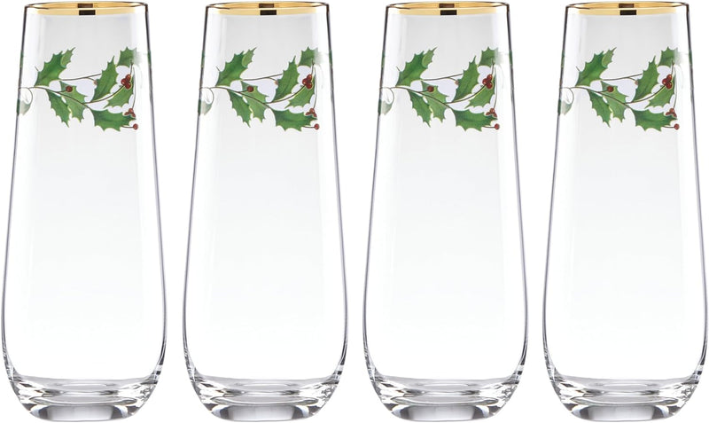Lenox 893570 Holiday Decal 4-Piece Martini Glass Set