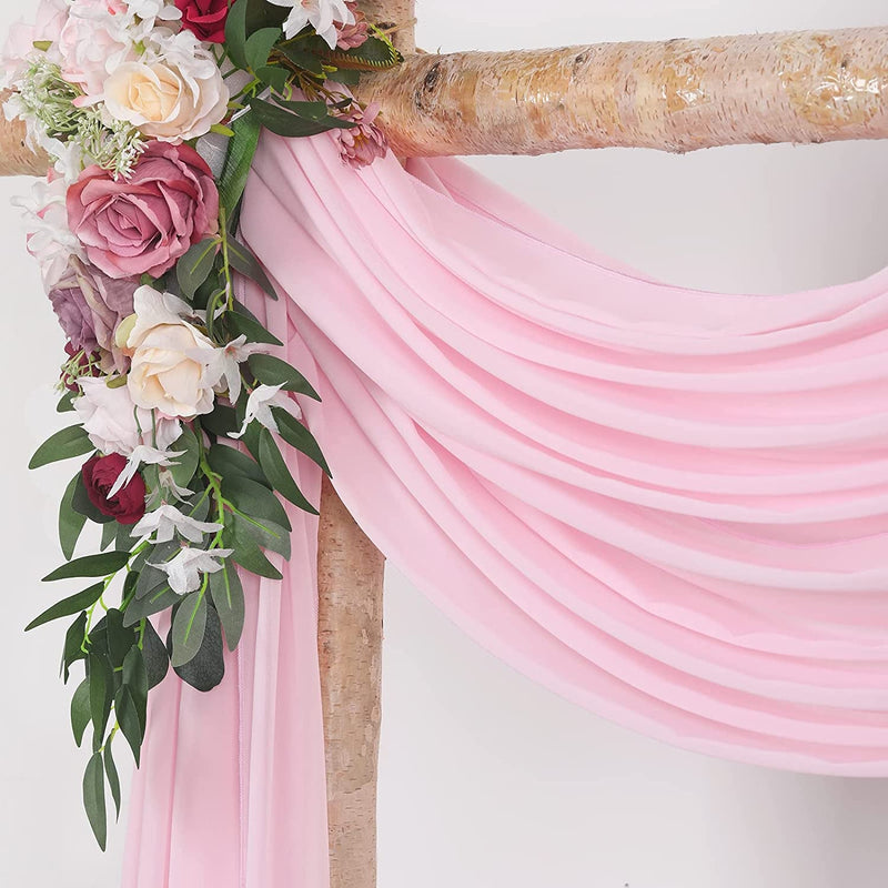 WeddingBaby Shower Decor Set - Pink Chiffon Drapes 3 Panels 6 Yards