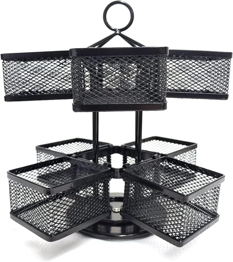 ST-BEST-P Tea Bag Organizer Coffee Holder Storage Spinning Carousel Basket Black Adjustable Tea Caddy For Kitchen Counter, Tea Bags,Countertop,Cabinet